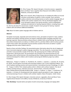 Dr. Ritva Torppa, PhD, Speech therapist, University Lecturer