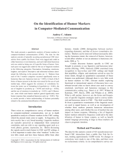On the Identification of Humor Markers in Computer