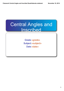 Classwork Central Angles and Inscribed Quadrilaterals.notebook