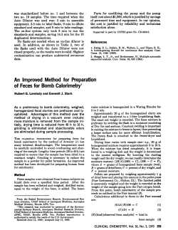 An Improved Method for Preparation of Fecesfor Bomb Calorimetry`