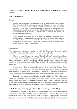 MALCOLM PETYT A Survey of Dialect Studies in the Area of the