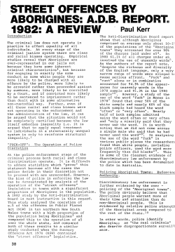 street offences by aborigines: adb report. 1982: a review