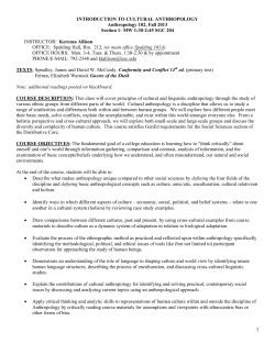 INTRODUCTION TO CULTURAL ANTHROPOLOGY Anthropology
