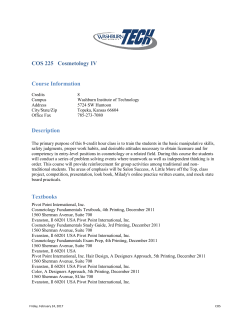 COS 225 Cosmetology IV Course Information Description Textbooks