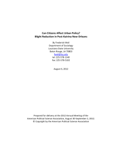 Can Citizens Affect Urban Policy? Blight Reduction in Post