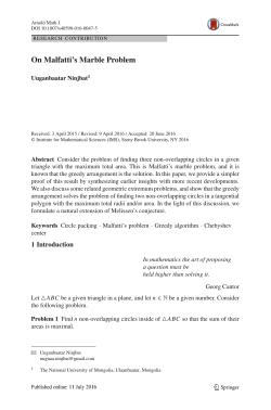 On Malfatti`s Marble Problem - Arnold Mathematical Journal
