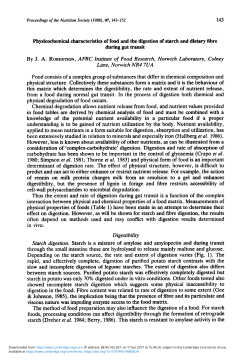 Physicochemical characteristics of food and the digestion of starch