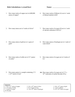 Mole Calculations # 3 (and Key) Name: 1. How many moles of