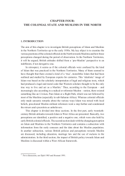 CHAPtER FouR: tHE CoLonIAL StAtE AnD MuSLIMS In