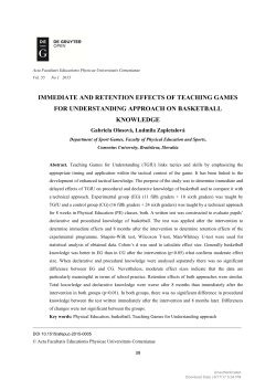 IMMEDIATE AND RETENTION EFFECTS OF TEACHING GAMES