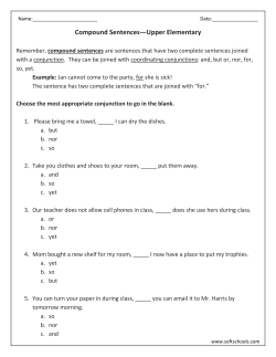 Compound Sentences&mdash;Upper Elementary
