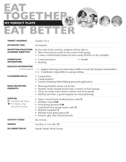 My Perfect Plate - Nutrition Education Site