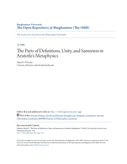 The Parts of Definitions, Unity, and Sameness in