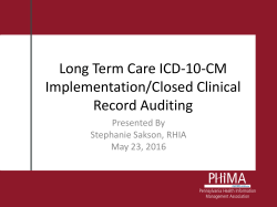 Long Term Care ICD-10-CM Implementation/Closed Clinical Record