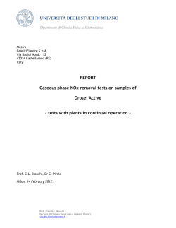 Gaseous phase NOx removal tests on samples of Active