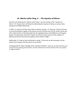 Dr. Martin Luther King, Jr. &ndash; The Injustice of Silence