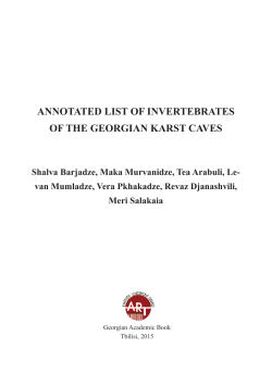 AnnotAted List of invertebrAtes of the GeorGiAn KArst CAves