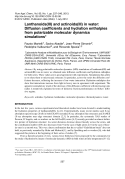 Lanthanoids(III) and actinoids(III) in water: Diffusion coefficients and