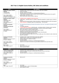 English 2017 &ndash; Conditions for SACs and Due dates