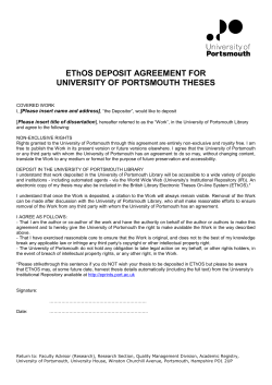 EThOS DEPOSIT AGREEMENT - University of Portsmouth