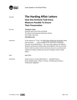 The Harding Affair Letters - Society of American Archivists
