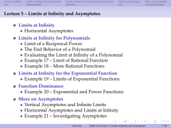 Math 112 Lecture 5: Limits at Infinity and Asymptotes