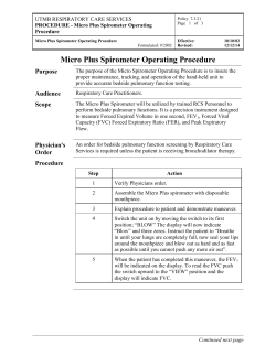 Micro Plus Spirometer Operating Procedure