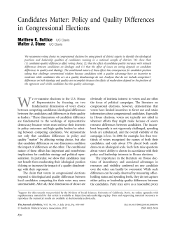 Candidates Matter: Policy and Quality Differences in Congressional