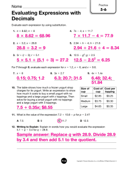 Evaluating Expressions with Decimals