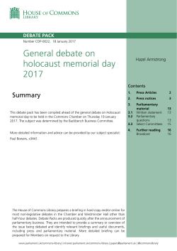 General debate on holocaust memorial day 2017
