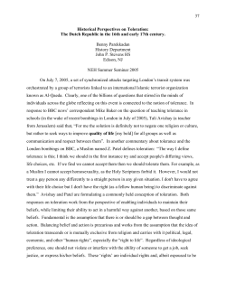 37 Historical Perspectives on Toleration: The Dutch Republic in the