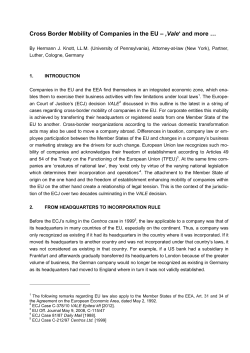 Cross Border Mobility of Companies in the EU