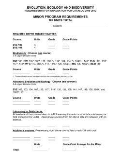MINOR Requirements 2010 2012 - Evolution and Ecology | UC Davis