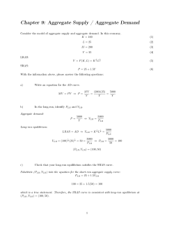Chapter 9: Aggregate Supply / Aggregate Demand
