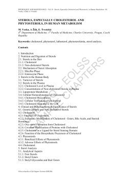 Sterols, Especially Cholesterol and Phytosterols, in Human