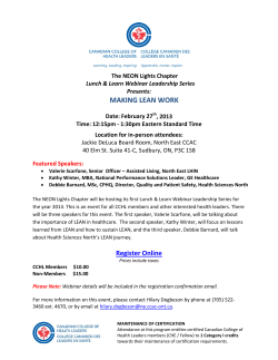 making lean work - Canadian College of Health Leaders