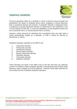 paraphilic disorders - SA Federation For Mental Health