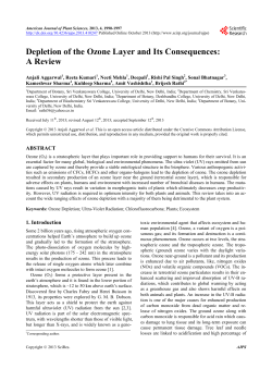 Depletion of the Ozone Layer and Its Consequences