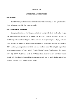 65 Chapter - IV MATERIALS AND METHODS 4.1 General The