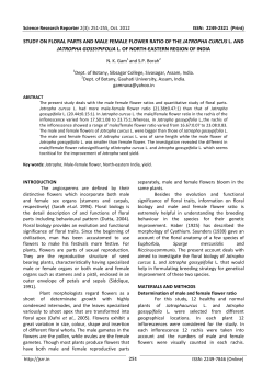 study on floral parts and male female flower ratio of the jatropha