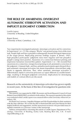 The Role of Awareness: Divergent Automatic Stereotype Activation