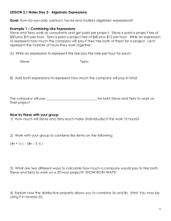 1 LESSON 3.1 Notes Day 2- Algebraic Expressions Goal: How do