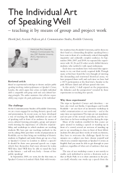 The Individual Art of Speaking Well - OJS at the State and University