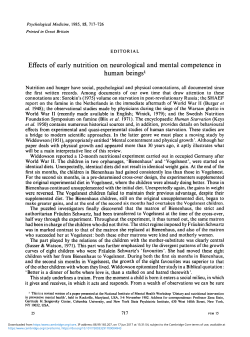 Effects of early nutrition on neurological and mental competence in
