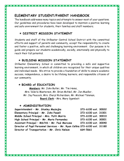 Elementary Student/Parent Handbook