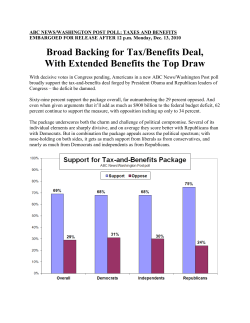 Broad Backing for Tax/Benefits Deal, With Extended Benefits the