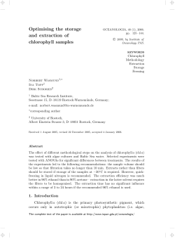 Optimising the storage and extraction of chlorophyll samples