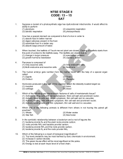 ntse stage ii code: 13 &ndash; 15 sat