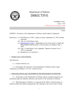 DoD Directive 5100.1, August 1, 2002, Certified Current as of