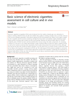 Basic science of electronic cigarettes: assessment in cell culture and